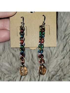 Chainmail Dangling Earrings Bead #E27